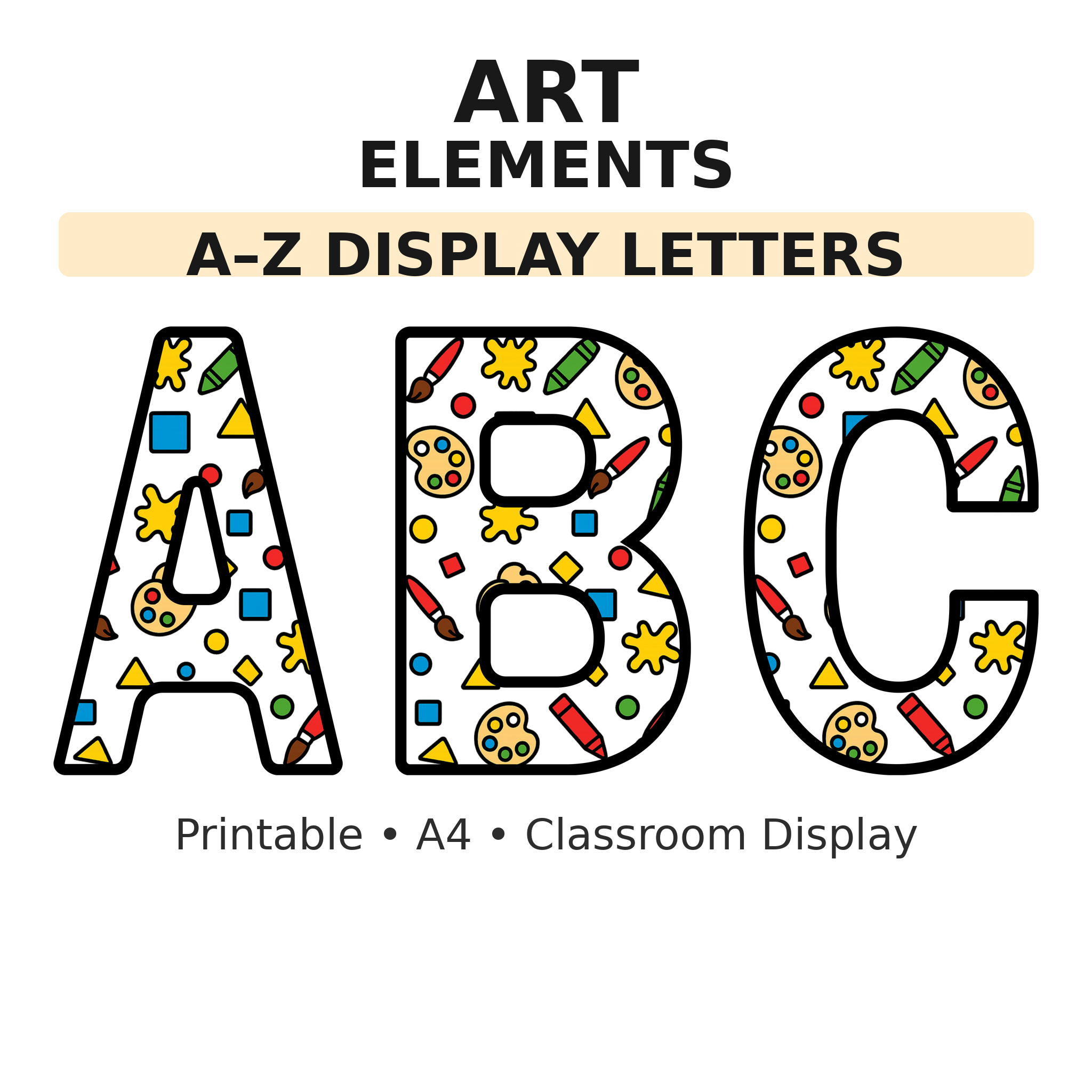 Art Display Board Letters | A–Z Alphabet | Printable KS1 Classroom Display | PDF