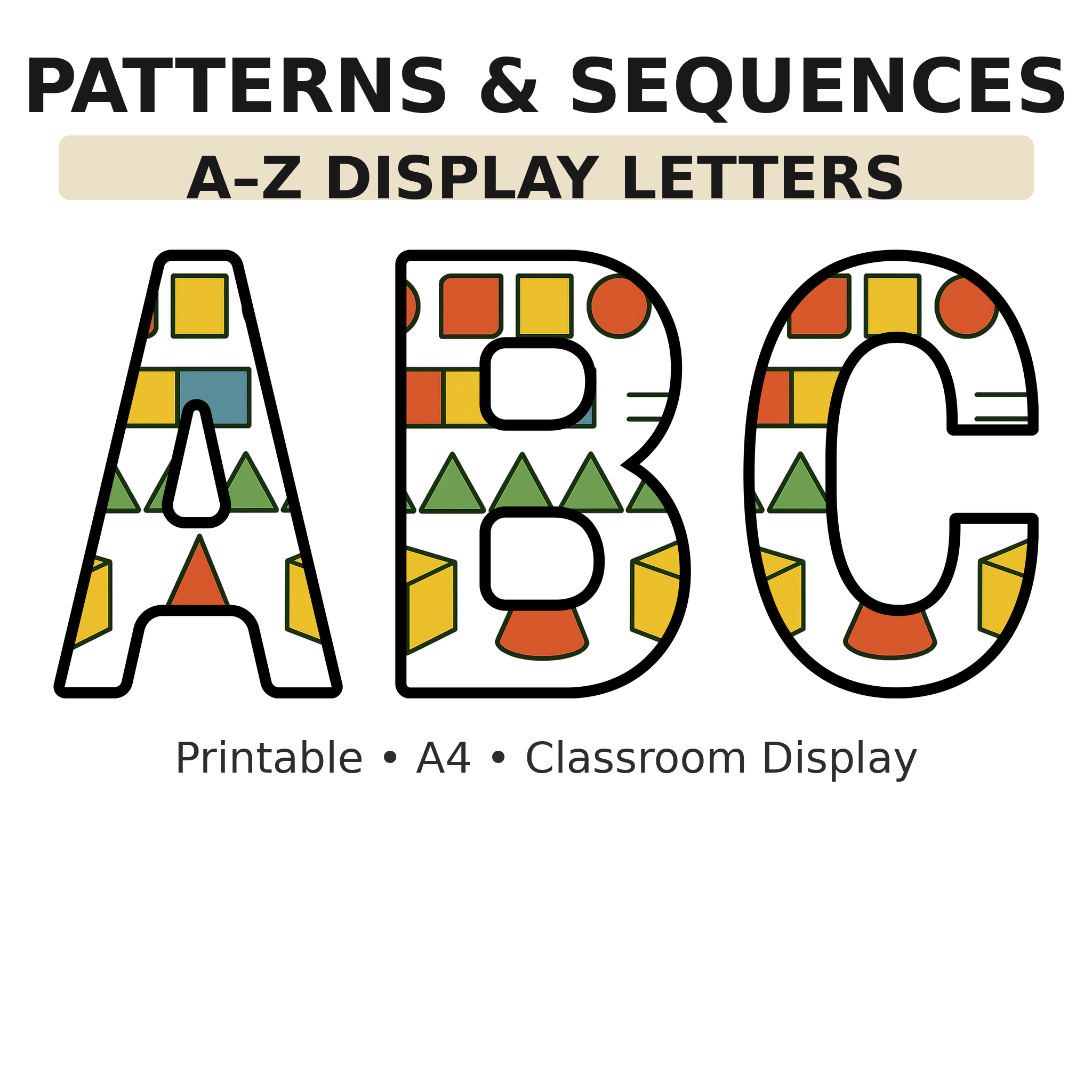 Patterns & Sequences Maths Display Board Letters | A–Z Alphabet | Printable KS1 Classroom Display | PDF