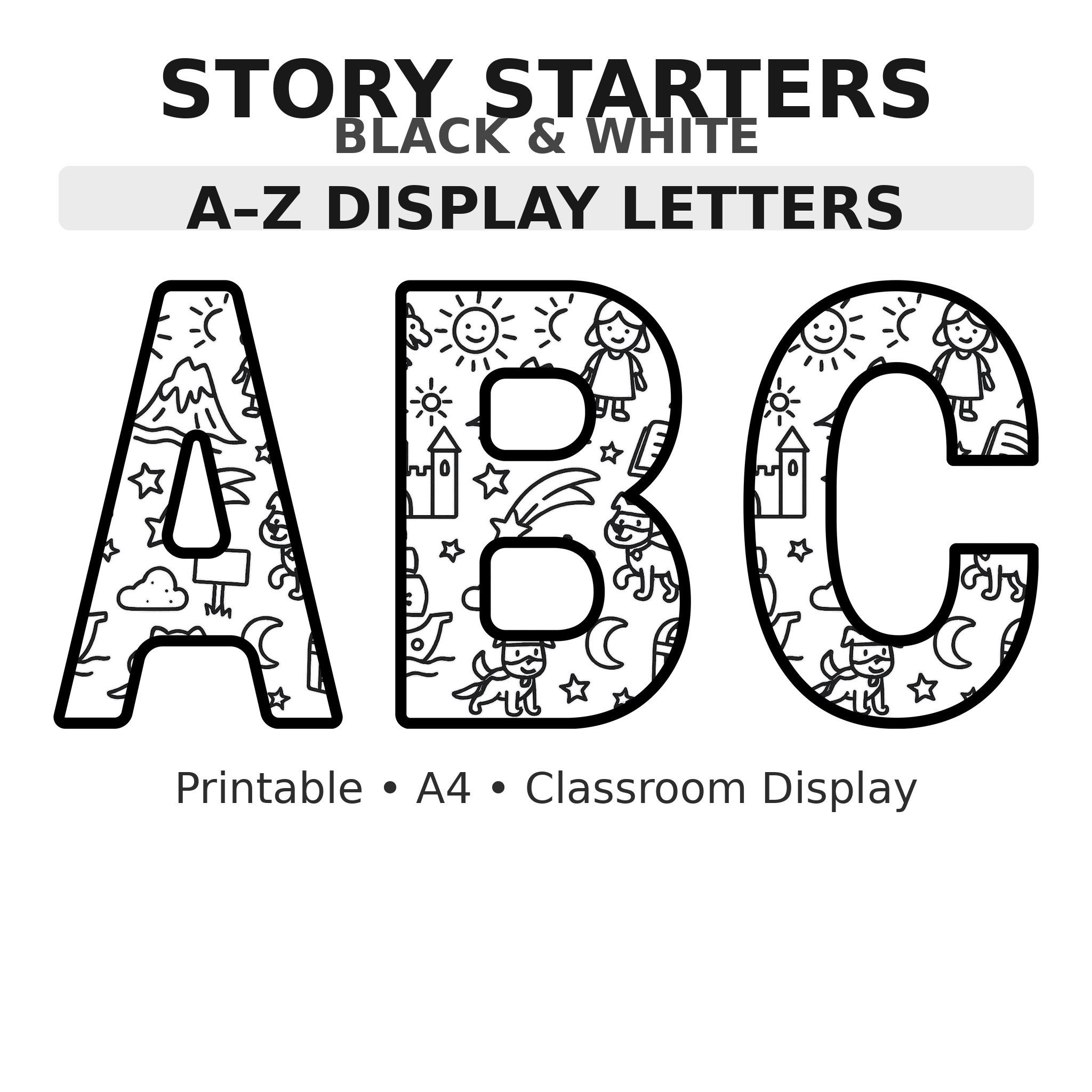 Story Starters English Display Board Letters | A–Z Alphabet | Printable KS1 Classroom Display | PDF
