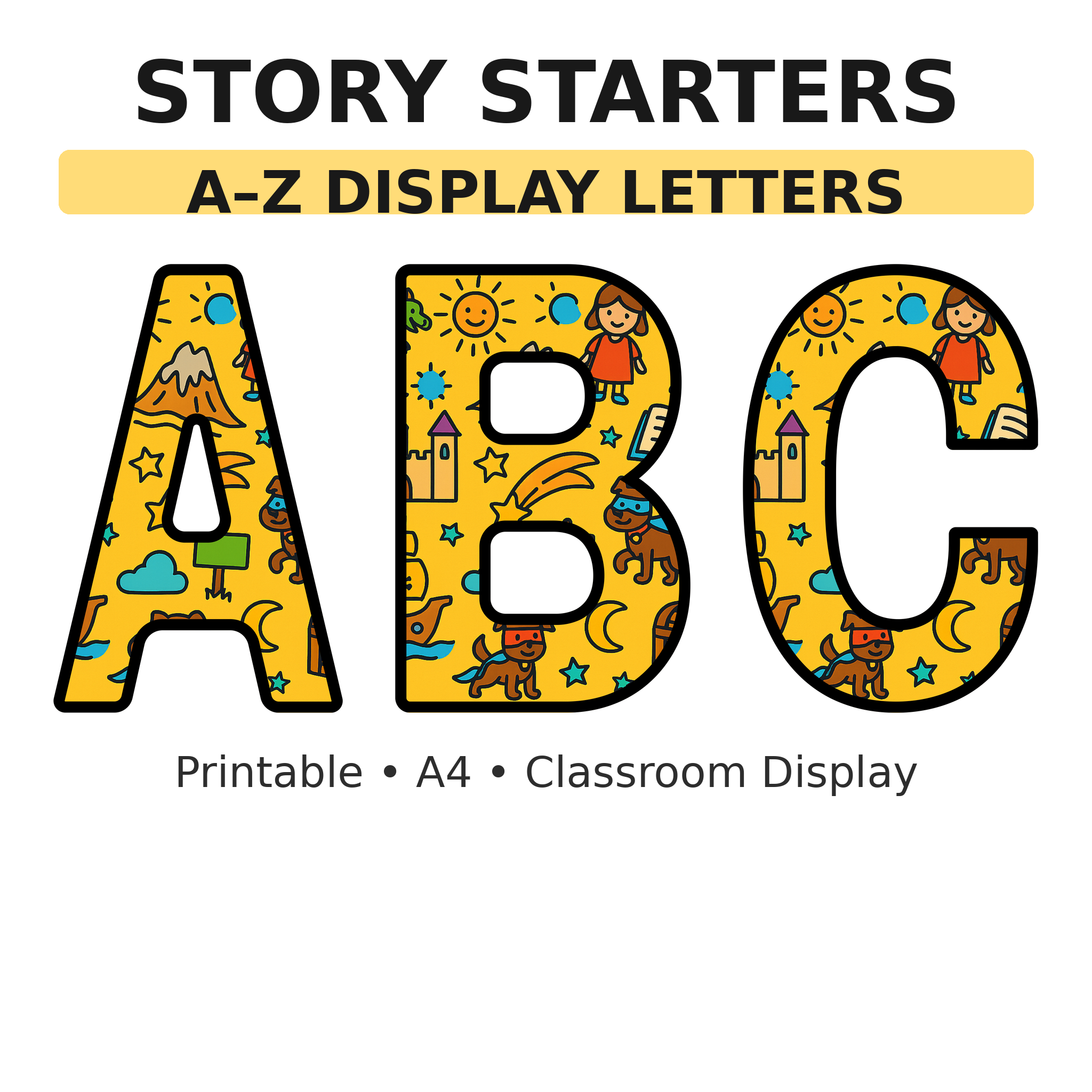 Story Starters English Display Board Letters | A–Z Alphabet | Printable KS1 Classroom Display | PDF