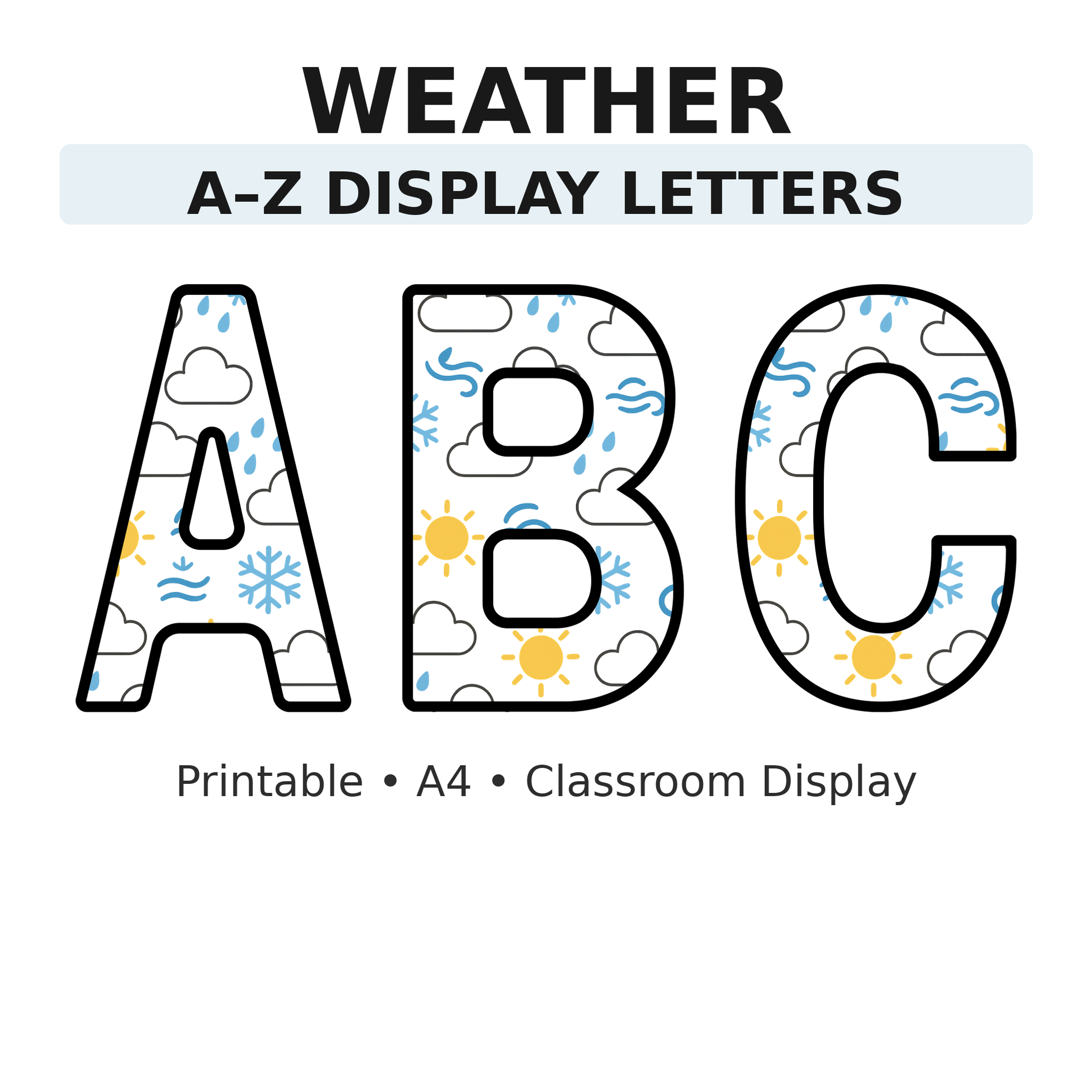 Weather Display Board Letters | A–Z Alphabet | Printable KS1 Classroom Display | PDF