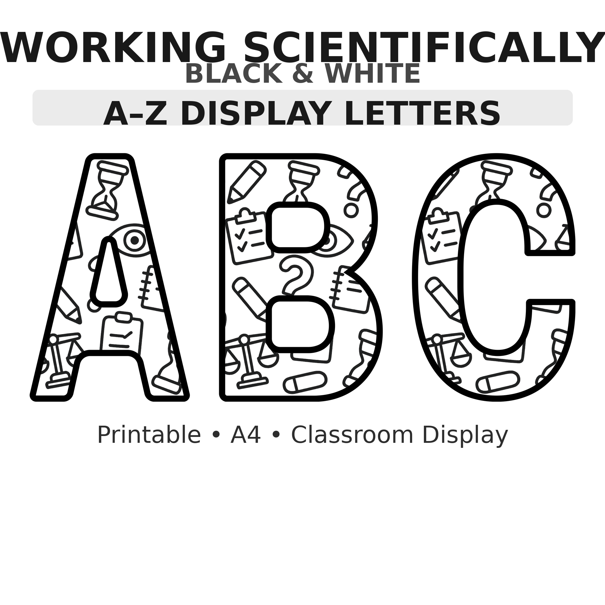 Working Scientifically Science Display Board Letters | A–Z Alphabet | Printable KS1 Classroom Display | PDF