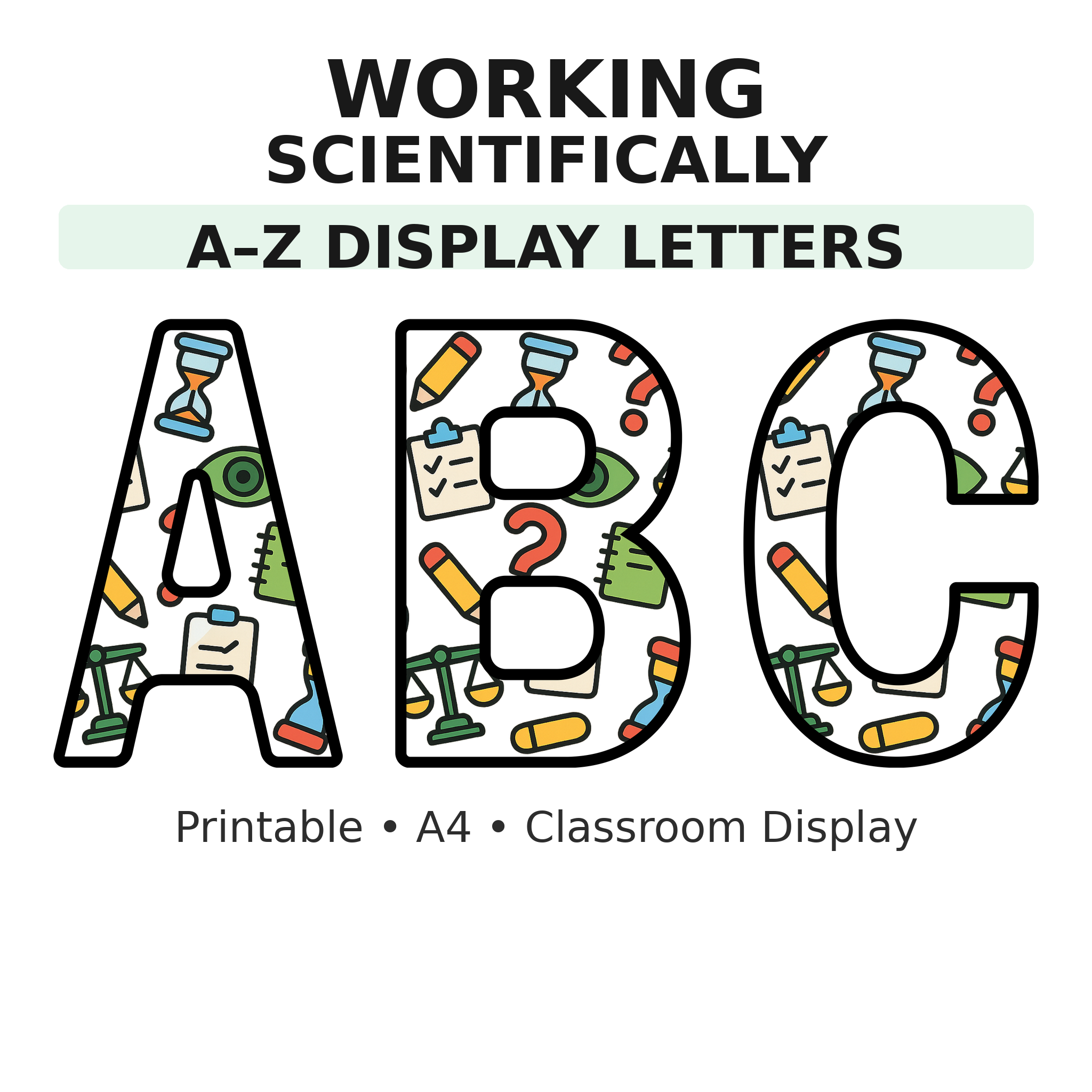 Working Scientifically Science Display Board Letters | A–Z Alphabet | Printable KS1 Classroom Display | PDF